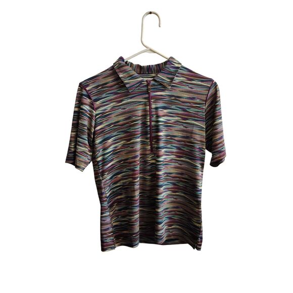 Sport Haley Women's Small Abstract Print 1/4 Zip Short Sleeve Golf Polo - Picture 1 of 6